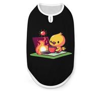 Burning Work Drinking Coffee Chick Dog And Cat Clothes Pet Summer Sleeveless T Shirt Basic Vest M