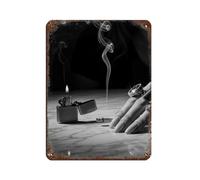 Burning Zippo And Cigarette Butts Retro Poster Metal Tin Sign Chic Art Retro Iron Painting Bar People Cave Cafe Family Garage Poster Wall Decoration 12x16inch(30x40cm)