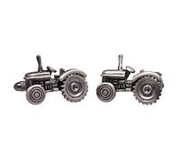 Burnished Silver Farm Tractor Cufflinks Presented in Onyx Art London Cufflink Gift Box - Farming Tractor Cufflinks for Men Available also in Green Blue Silver and Red (Burnished Silver)