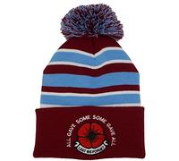 Burnley Supporters Poppy Remembrance Day Bobble Hat in Claret, White and Sky