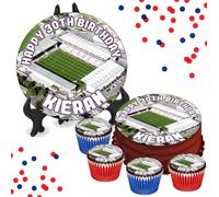 Burnley Turf Moor Stadium PERSONALISED Edible Cupcake Toppers / 8" Inch Cake Wafer or Icing - Sports Football Fan Birthday Party Cake Decorations - Perfect for Brownies, Cookies, Muffins & More!