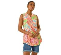 Burnout Leaf Print Vest Top Roman Orange 12