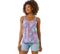 Burnout Leaf Print Vest Top Roman Purple 20