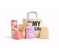 Burnout Recovery Gift Pack for Women - Spa Hamper with Tote Bag, rose Teardrop Konjac Sponge, Soap Flowers, Skin Treats Niacinamide serum Face Mask, Exfoliating Glove & Cranberry Bath Dust 190g