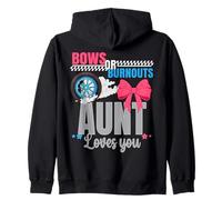 Burnouts Or Bows Aunt Loves You Gender Reveal Party Auntie Zip Hoodie