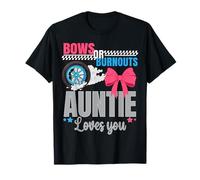 Burnouts Or Bows Auntie Loves You Gender Reveal Party Aunt T-Shirt