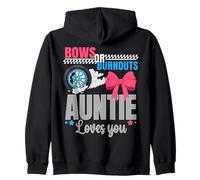 Burnouts Or Bows Auntie Loves You Gender Reveal Party Aunt Zip Hoodie