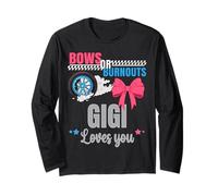 Burnouts Or Bows Gigi Loves You Gender Reveal Party Grandma Long Sleeve T-Shirt