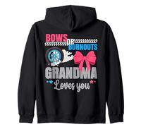 Burnouts Or Bows Grandma Loves You Gender Reveal Party Zip Hoodie