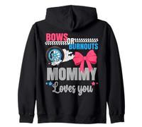 Burnouts Or Bows Mommy Loves You Gender Reveal Party Mom Zip Hoodie
