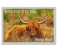 Burns Night Card - Scottish Greeting - Scots Celebration - Poet Robert Burns birthday on 25 January - Scotland - Luxury Quality - Perfect for friends and family - Highland Cow design