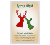 Burns Night Card - Scottish Greeting - Scots Celebration - Poet Robert Burns birthday on 25 January - Scotland - Luxury Quality - Perfect for friends and family - Tartan Deer Faun design