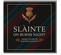 Burns Night Card - Slàinte on Burns Night, Raise a Glass to Scottish Tradition - Scottish Thistle Emblem with Tartan Stripes - Elegant Celebration Greeting Card