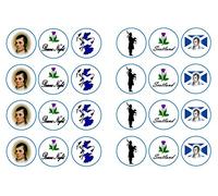Burns Night Collection 24 x Cupcake / Cake Toppers Choice of Wafer Paper or Icing (1.5" Uncut Premium Wafer Paper Toppers x 24)
