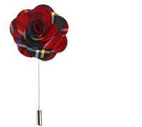 Burns Night Decorations Rosette Corsage, Red Tartan Handmade Flower Lapel Pin, 1.6 Inch Fabric Scottish Brooch, Scottish Tartan Accessories for Women