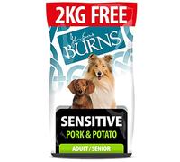 Burns Pet Nutrition Hypoallergenic Complete Dry Dog Food Adult and Senior Dog Sensitive with Pork and Potato 12kg + 2kg