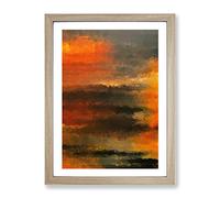 Burnt Ash Abstract Framed Wall Art Print A2 Oak
