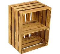 Burnt Bookcase with Middle Shelf Approx.50 x 40 x 30 cm/Apple crates Wooden Wine Boxes Country style,