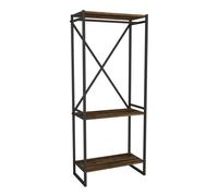 URBNLIVING 3-Tier Wooden Coat Rack and Shoe Storage Stand with Sturdy Metal Frame, Stylish and Space-Saving Perfect for Organizing Entryways (Burnt Oak)