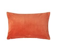 HOMESCAPES Burnt Orange Velvet Cushion Cover Super Soft Cotton Velvet Luxury Scatter Cushion Rectangle Plain Accent Throw Pillow for Sofa and Bed Decoration with Hidden Zipper, 30 x 50 cm