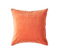 HOMESCAPES Burnt Orange Velvet Cushion Cover Super Soft Cotton Velvet Luxury Square Scatter Cushion Plain Accent Throw Pillow for Sofa and Bed Decoration with Hidden Zipper, 40 x 40cm
