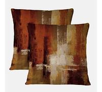 Burnt Orange Abstract Throw Pillow Covers Abstract Graffiti Rust Art Painting Decorative Pillowcase Modern Artwork Square Couch Cushion Cover for Living Room Sofa Accent Home Decor, Set of 2, 20x20