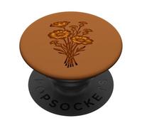 Burnt Orange Autumn Wildflower Botanical Cottagecore Art PopSockets Adhesive PopGrip