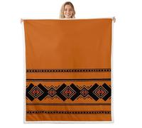 Burnt Orange Bed Blanket,Farmhouse Western Blankets for Living Room Decor,Boho Ethnic Geometry Fuzzy Plush Warm Blanket for Sofa Bed,90"x90"