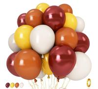 Burnt Orange Brown Balloons, 12 Inch 35PCS Fall Balloons with Orange Brown Yellow Burgundy Maroon Latex Balloon for First Fall Baby Shower Thanksgiving Autumn Harvest Market Birthday Party Decorations