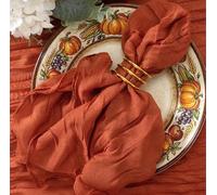 Burnt Orange Cheesecloth Napkins Terracotta Cloth Napkins Bulk,Set of 20 | 21''x21'',Washable Boho Table Gauze Fabric Napkins,for Wedding Baby Bridal Shower Dinner Party Decor