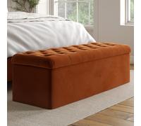 Burnt Orange Chesterfield Velvet Ottoman Storage Blanket Box - Pippa