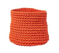 Homescapes Cotton Knitted Round Storage Basket, 42 X 37 Cm In Burnt Orange Burnt Orange One Size