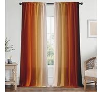 Burnt Orange Curtains 72 Inch Length for Living Room 2 Panel Set Burnt Orange and Terracotta Window Curtain Rust Orange Ombre Gradient Light Filtering Curtains Modern Abstract Drapes