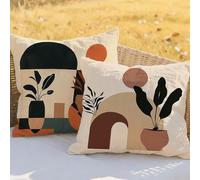 Burnt Orange Cushion Covers 16x16inCushions Waterproof Linen Throw Pillow Covers Leaf Double Sided Printing Pack of 2 Square Pillowcase for Patio Garden Furniture Bench Sofa Decorative Pillows RC-618