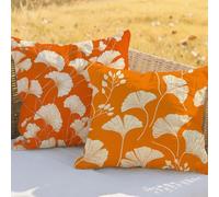 Burnt Orange Cushion Covers 16x16inCushions Waterproof Linen Throw Pillow Covers Leaf Double Sided Printing Pack of 2 Square Pillowcase for Patio Garden Furniture Bench Sofa Decorative Pillows RC-440