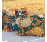 Burnt Orange Cushion Covers 18x18inCushions Waterproof Linen Throw Pillow Covers Flower Double Sided Printing Pack of 2 Square Pillowcase for Patio Garden Furniture Bench Decorative Pillows RC-526