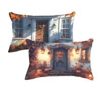 Burnt Orange Cushion Covers 30 x 50 cm Garden Cushions Autumn Pillow Cases 2 pack, Sofa Cushions Decorative Pillows with Invisible Zipper Velvet Rectangle Pillowcases for Living Room Home Decor P-3