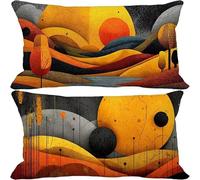 Burnt Orange Cushion Covers 40 x 80 Set of 2, Rectangle Outdoor Cushions Waterproof Linen Sofa Pillows Covers with Invisible Zipper for Outdoor Garden Furniture Decorative Pillows (Nordic) b-2607