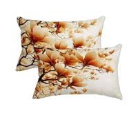 Burnt Orange Cushion Covers 40 x 90 cm, Outdoor Cushions Waterproof Linen Pillowcases, Rectangle Cushion Covers Set of 2, Decorative Pillow cases Leaves Pattern, Home Decoration, Garden, Sofa, -8148