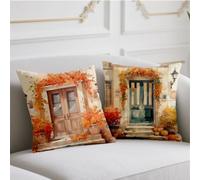 Burnt Orange Cushion Covers 55cmx55cm 2 Pack Velvet Cushions Waterproof Sofa Cushions Autumn Pillow Case with Invisible Zipper Throw Pillow Covers for Room Home Chair Patio Winter Fall Decor w-1000