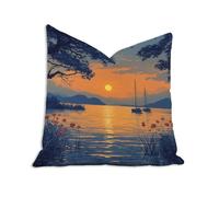 Burnt Orange Cushion Covers 80cm x 80cm Sunset Cushions Double Sided Pattern Throw Pillow Covers with Invisible Zipper, Velvet Decorative Pillowcases for Home Sofa Bed, Set of 1 （31.5x31.5 in）2B-627