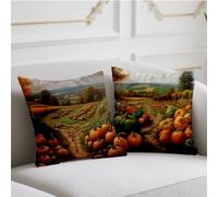 Burnt Orange Cushion Covers 80cmx80cm 2 Pack Velvet Cushions Waterproof Sofa Cushions Pumpkin Pillow Case with Invisible Zipper Throw Pillow Covers for Room Home Chair Patio Winter Fall Decor w-994