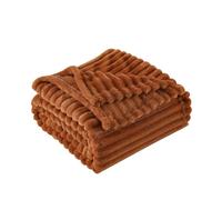Burnt Orange Fleece Throw Blanket 108”×90” for Couch Sofa Livingroom | Linecooo Super Soft Cozy Plush Microfiber Flannel Bed Blanket Striped Design Lightweight Home Decor Gifts for Adult Mom Women
