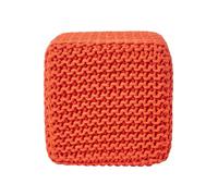 (Burnt Orange) Knitted Cotton Cube Footstool 35 x 35 x 35 cm