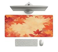 Burnt Orange Mouse Pad 700 x 400 x 3 mm Extended Large Mouse Mat, Keyboard Mousemat, Desk Mat Workspace with Anti-Slip Base & Anti-Fray Edges, Waterproof Desk Accessories for Work (Leaves) L-x6912