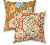 Burnt Orange Nordic Cushion Covers 20cm x 20cm Decorative Pillow Cases 2 pack, Waterproof Cushion Covers , Double-Sided Printing Velvet Square Throw Pillowcases for Outdoor Sofa Living Room lj-279