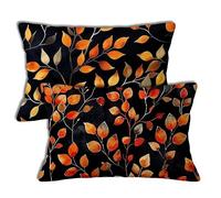 Burnt Orange Outdoor Cushions 40x80 cm Outdoor Waterproof Cushion Covers Leaf Pattern Double Sided Printing Linen Pillowcases Set of 2 Sofa Throw Pillow Case for Garden Furniture Chair Decor h-1324
