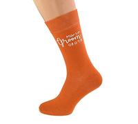 Burnt Orange Personalised Wedding Script Groom Design with First Name and Date Socks UK Size Mens 5-12