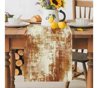 Burnt Orange Table Runner 13x70 Inches Long Modern Abstract Gradient Orange Geometric Texture Cotton Linen Table Runner Burlap Style for Dinner Table Party Decor Tabletop Decorations