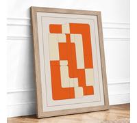 Burnt Orange Tessellation Geometric Framed Wall Art Print A3 Oak | Ready to Hang, Premium Gi Paper, Fade-Resistant Inks, Securely Packaged, UK Made